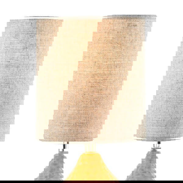 Mustard Ceramic Gloss Table Lamp with Natural Oatmeal Linen Shade Image 5