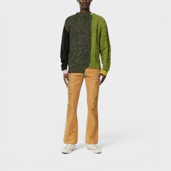 Gallery Dept. Broadway Paint Splatter Slim Fit Jeans Tan Brown