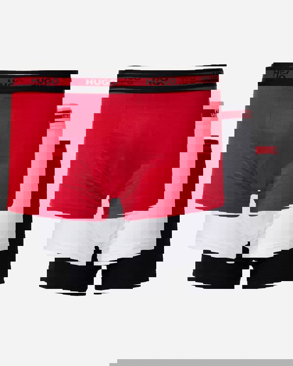 HUGO Planet 3-Pack Stretch-Cotton Logo Waistband Trunks