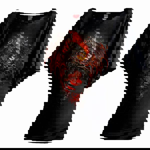 INFERNAL DUEL - Boat Neck Bat Sleeve Top Black