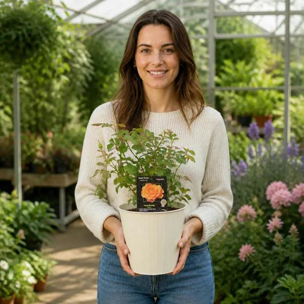 3L Happy Birthday Peach Rose Bush - Beautiful Flowering Plant Gift