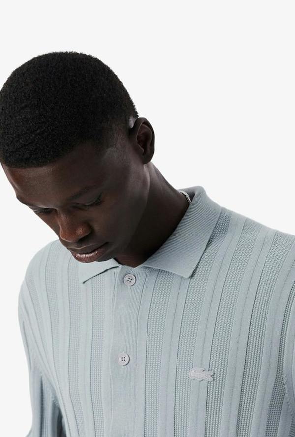 Lacoste Fluid Ribbed Polo Collar Cardigan