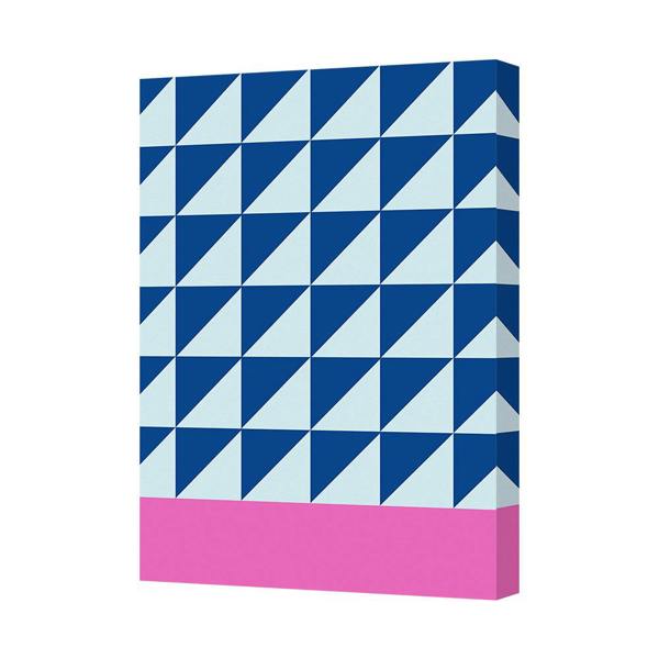Benjamin Tate Design Abstract Geometric Canvas Art Print With Blue Triangle Pattern And Pink Accent