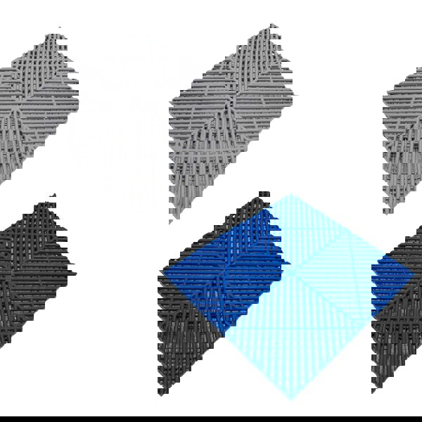 Monstershop Vented Garage Floor Tiles With Edges – 90 Grey & 30 Blue