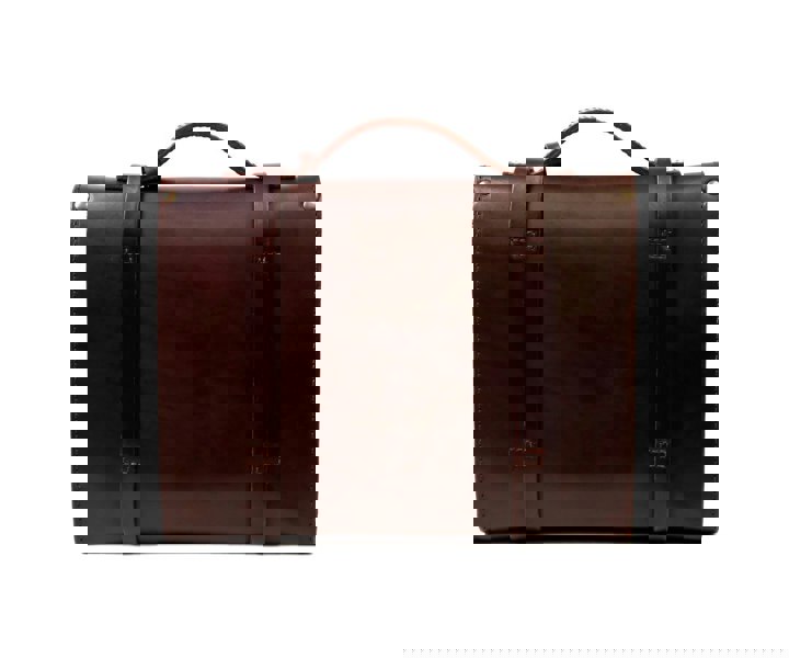 Leather Briefcase in Cuoio Dark Brown Mod 125
