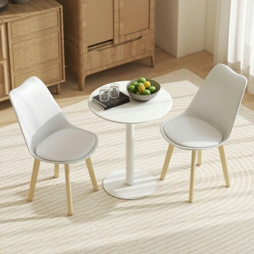 Wyld Haus Susuyo Metal And Wood White Round Dining Table With Steel Base 60 x 60 cm