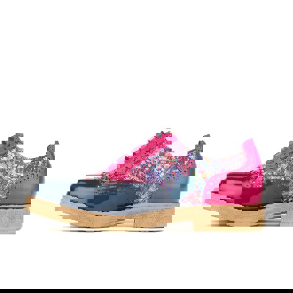 Embassy London The Artist - Blue & Pink Hummingbird - Women's leather lace-up shoe with brogue detailing