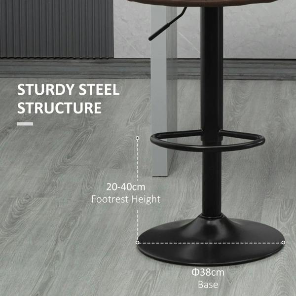 Black pedestal base and footrest ring for adjustable barstool, with sturdy steel support