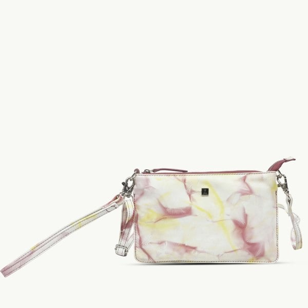 Assots London 'TODD' Yellow & Red Tie Dye Real Leather Crossbody Wristlet Bag