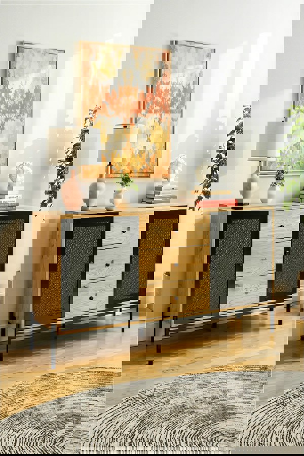 Living and Home Storage Cabinet with 2 Cupboard Doors and 3 Drawers