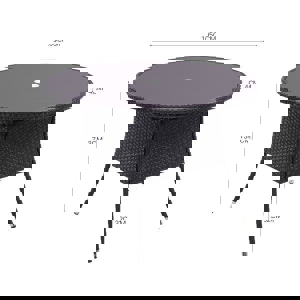 105cm Round/ Square Coffee Table Bistro Outdoor Garden Patio Tables & Parasol Hole Garden Dining Table Living and Home