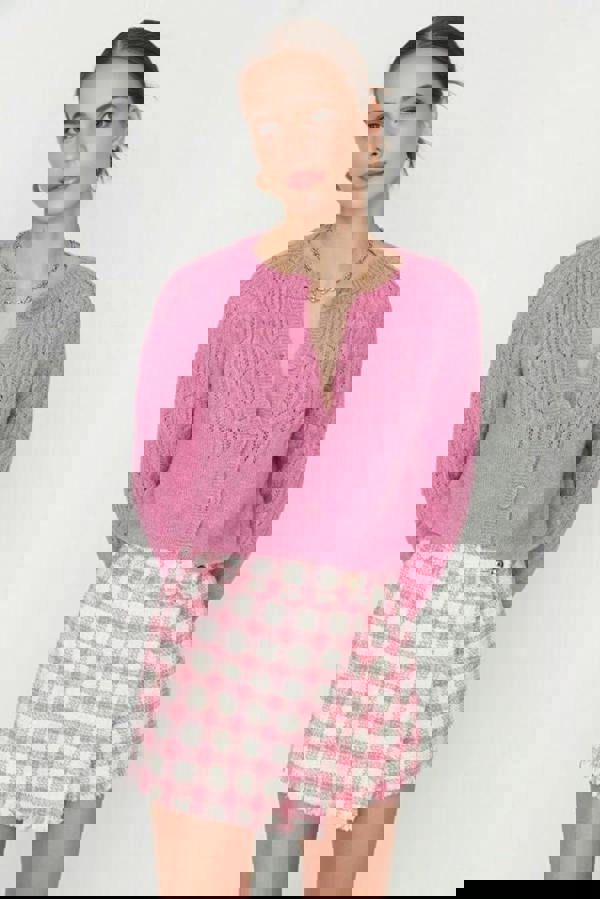 WOVCOR Soft Textured Openwork Knit Cardigan