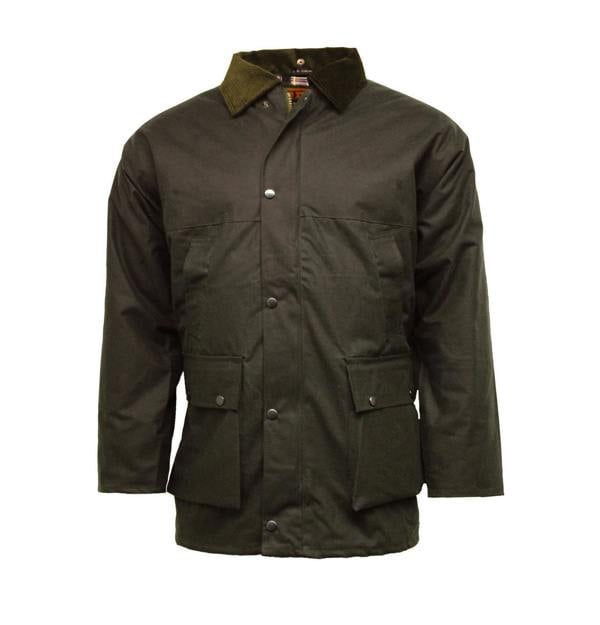 Brown Game Unpadded Waxed Jacket for men with corduroy collar
