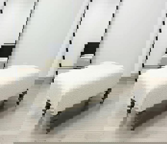 Premium Luxury Footstool with Cozy fur| off white Creamy Footstool Bench - ISTOOLS