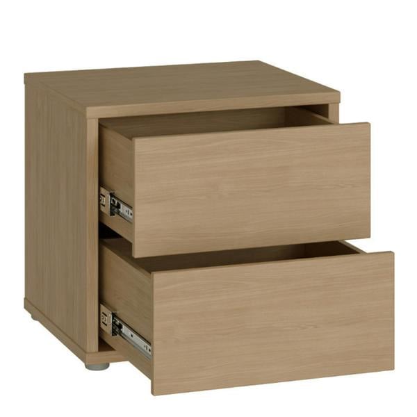 Furniture To Go Alice Springs Low Bedside Cabinet with 2 Drawers Push-to-Open in Elegancia Oak