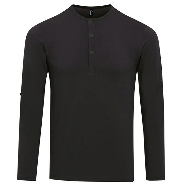 Premier Mens Long John Roll Sleeve Tee - Black