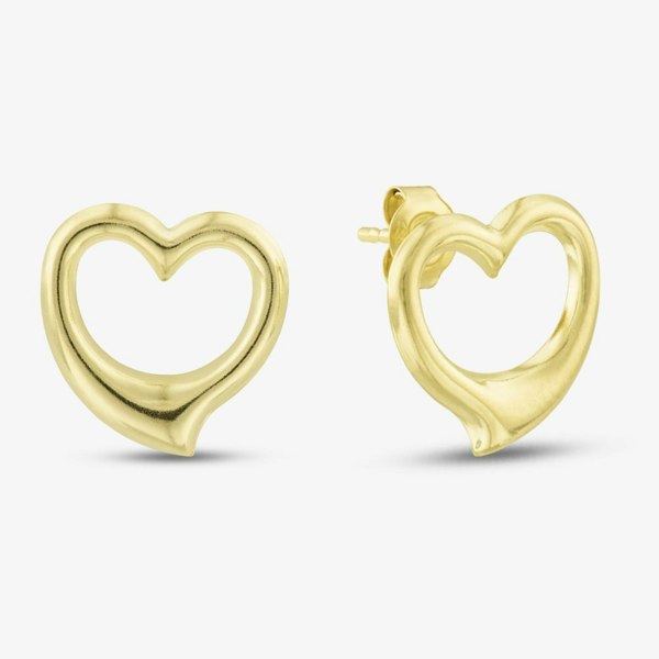 T. H. Baker 9ct Yellow Gold 12mm Open Heart Stud Earrings 1.55.1291