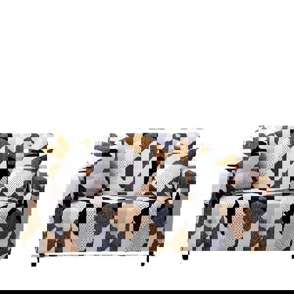 Anyhouz Anyseat 3 Seater Sofa Cover Beige Geometric Style and Protection For Living Room Sofa Chair Elastic Stretchable Slipcover