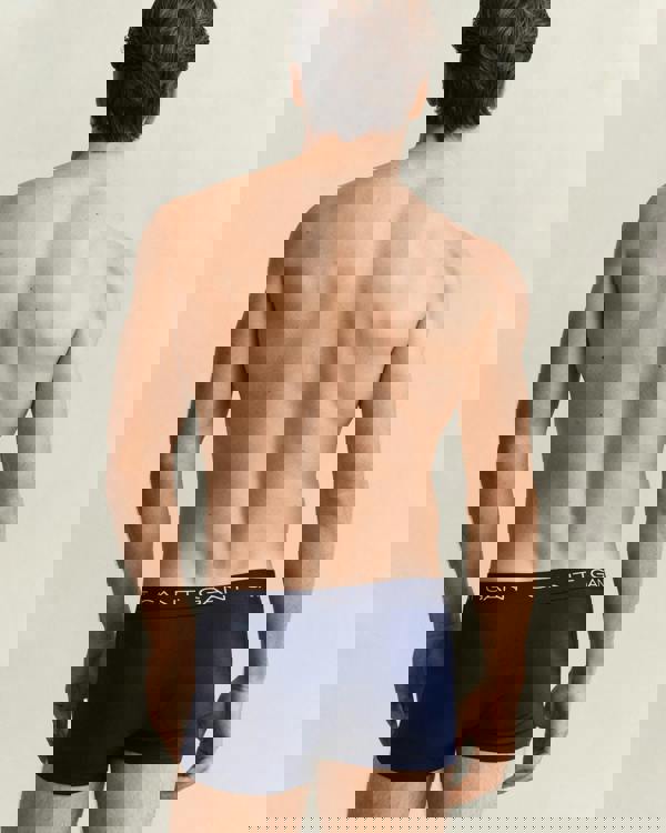 GANT 5-Pack Mens Trunks with Multi Coloured Waistbands - 410 Marine | CHO | Designer Mens Underwear