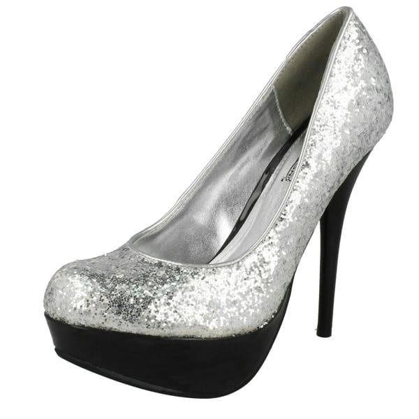 Spot On Ladies Spot On Sparkly Party Heels