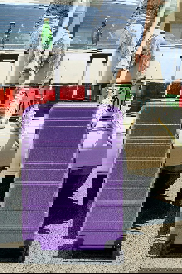 Living and Home Hardshell Rolling Luggage Trolley Travel Suitcase With Combination Lock, 28" Purple