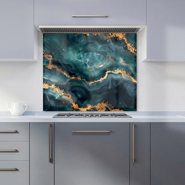 Warren Reed - Designer Blue, Gold Marble Effect Kitchen Splashback