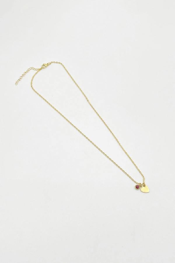 SVNX Mini Heart & Janurary Birthstone Necklace in Gold - Gift Boxed
