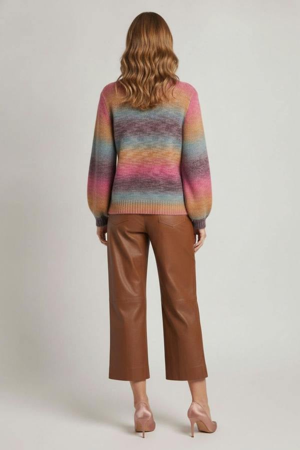 Pink | Striped Textured Relaxed Jumper