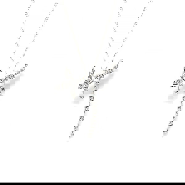 Say It With 1 Inch Winged Full CZ Stones Initial Necklace - Sterling Silver