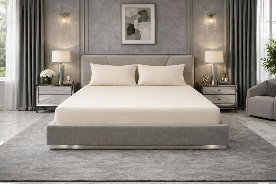 Night Zone Extra Deep Fitted Sheet 40cm – Polycotton Easy Care Bed Sheet - Cream
