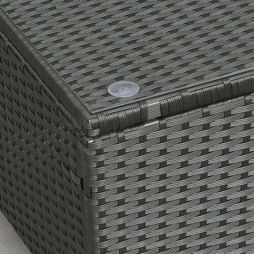 Wyld Haus Niyo Black Rattan Rectangular Outdoor Coffee Table With Tempered Glass Top