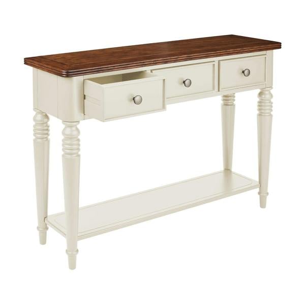 Statement Furniture Queensbury Console Table with Drawers, Shelf and Oak Top