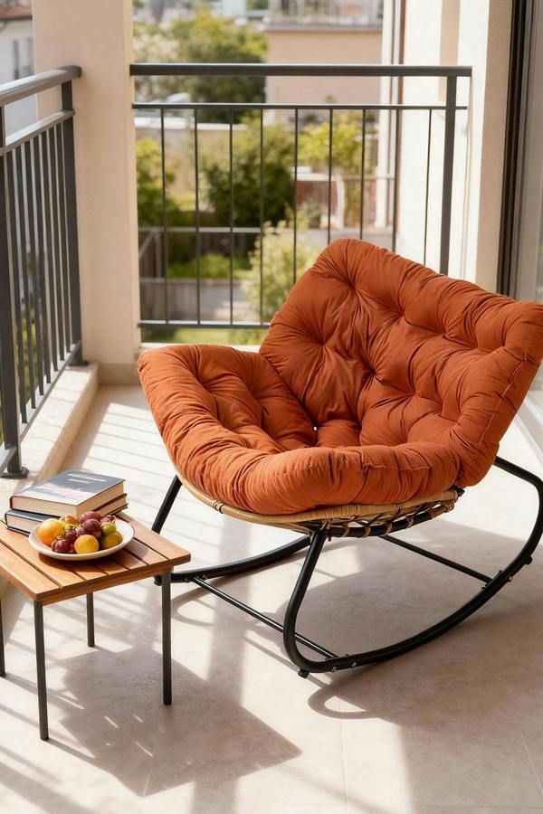 Living and Home Fleece Fabri Modern Rocking Chair with Cushion