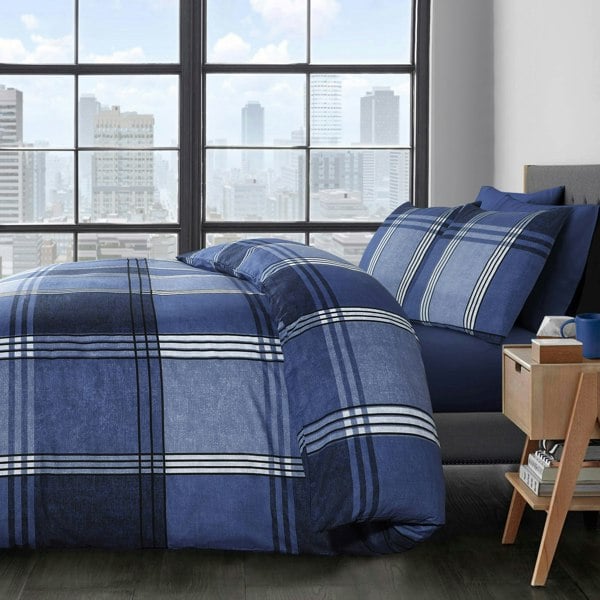 Velosso Hamilton Check Printed Cotton Blend Duvet Cover and Pillowcase Set