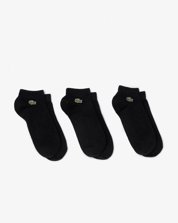 Lacoste Mens 3-Pack Trainers Socks - Black/Black-Black 8VM
