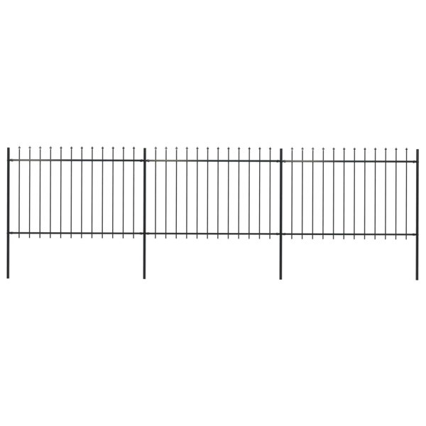 Berkfield Garden Fence with Spear Top Steel 5.1x1.2 m Black