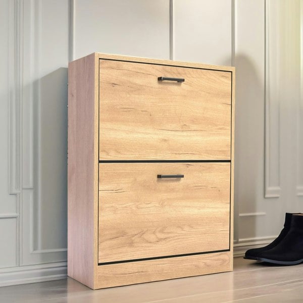 Rafaelo Mobilia 2 Drawer Shoe Storage Cabinet Pine