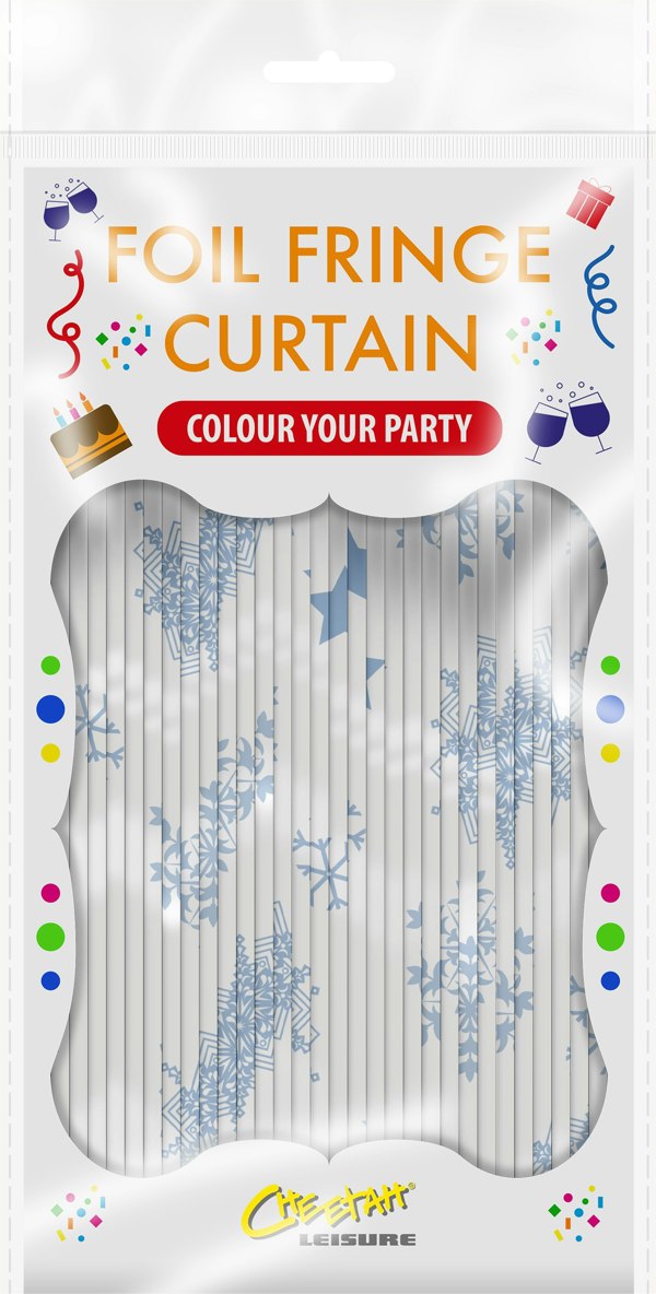 Cheetah Shimmer christmas Tinsel Curtain, 2M x 1M Blue
