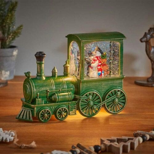 Samuel Alexander 17cm Battery Operated Frosty All Aboard Snow Swirling Christmas Lantern
