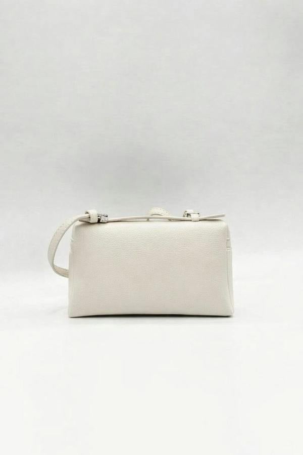 SVNX Faux Leather Crossbody Satchel In Off White
