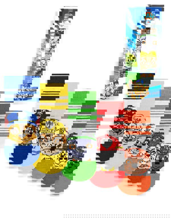 Paw Patrol Boys Multicoloured Multi-Character Face Graphic Calf Socks Set of 5