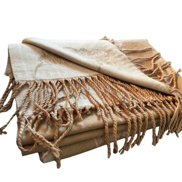 Love EMVY Highland Cow Scarf – Reversible Cashmere Blend Winter Wrap with Tassel Edge