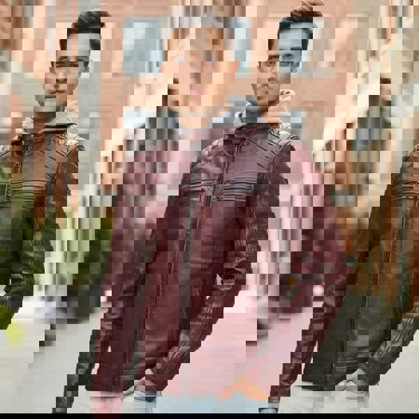 Leather Company Men's Hooded Biker Lamb Leather Jacket