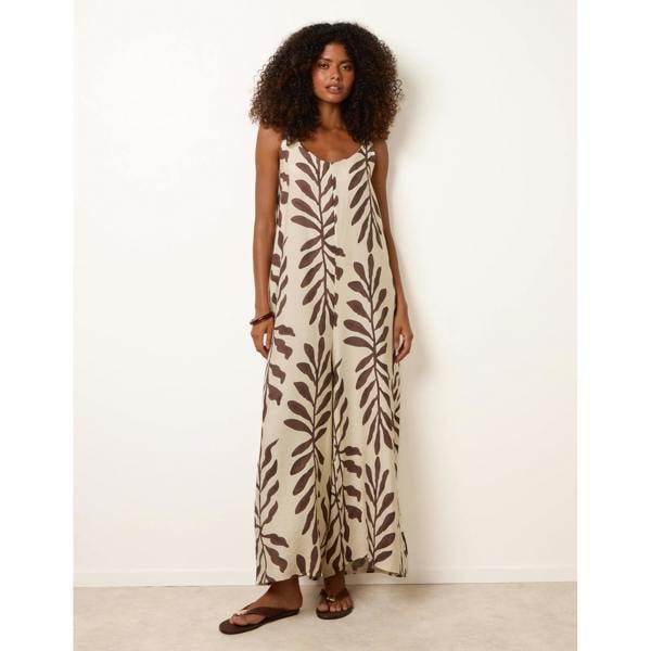 Blue Vanilla Jumpsuit With Floral & Leaf Print