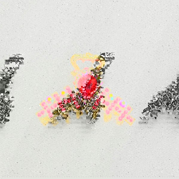 Hair Clamp Red Hair Claw Clip with Crystal Gold