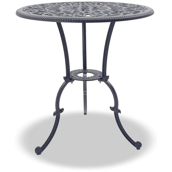 Homeology BANGUI Grey Luxurious Garden and Patio Table and 4 Large Chairs with Armrests Cast Aluminium Bistro Set