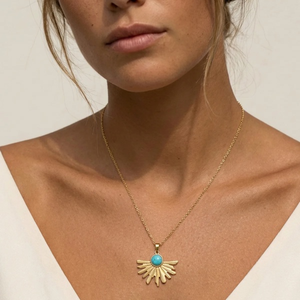 MUCHV Turquoise Sunburst Necklace