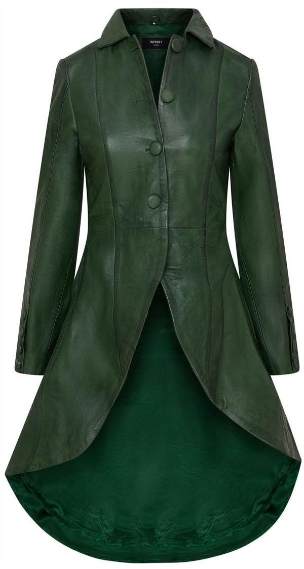 Infinity Leather Womens Gothic Full Length Victorian Leather Coat - Vantaa