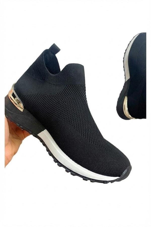 Jessi Slip On Sock Wedge Trainers - White_wb
