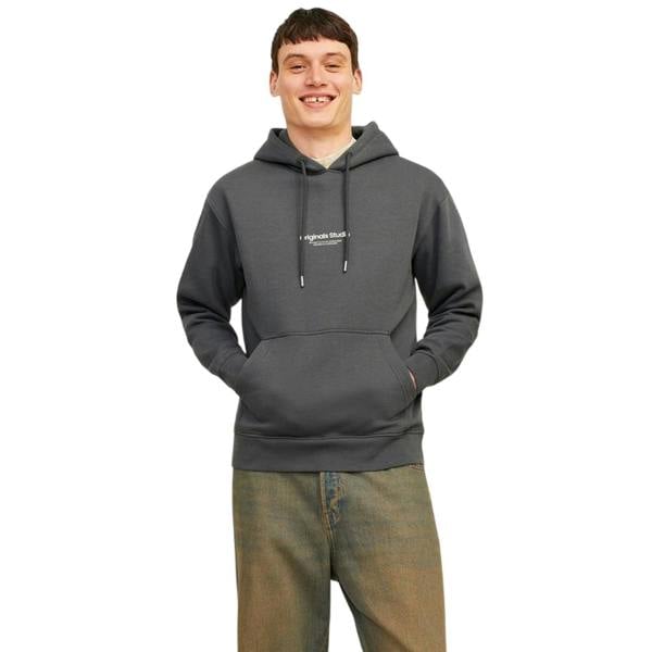 Jack And Jones Mens Lettering Hoodie - Iron Gate - 